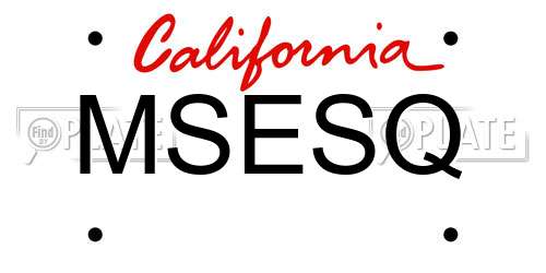 MSESQ California License Plate
