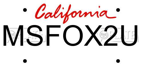 MSFOX2U California License Plate