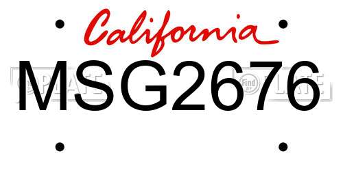 MSG2676 California License Plate