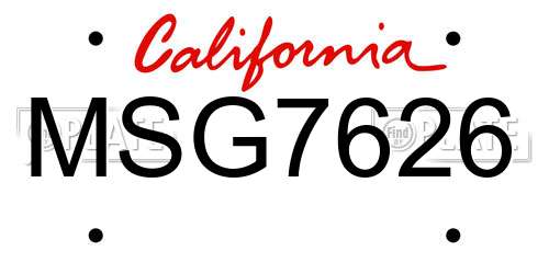 MSG7626 California License Plate