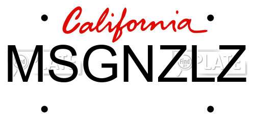 MSGNZLZ California License Plate