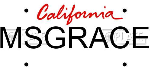 MSGRACE California License Plate