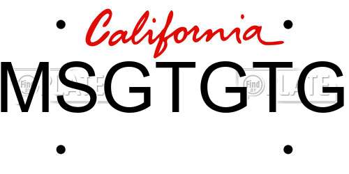 MSGTGTG California License Plate