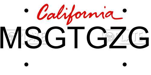 MSGTGZG California License Plate