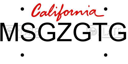 MSGZGTG California License Plate