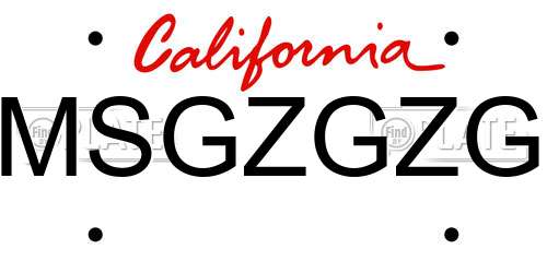 MSGZGZG California License Plate