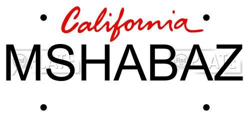 MSHABAZ California License Plate