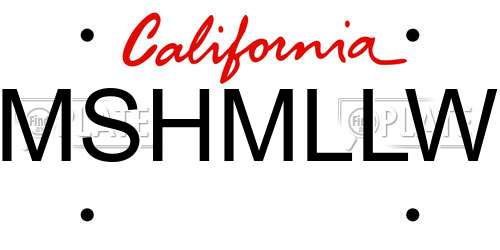 MSHMLLW California License Plate