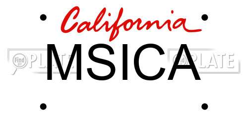 MSICA California License Plate