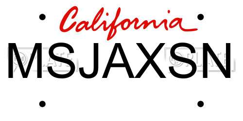 MSJAXSN California License Plate