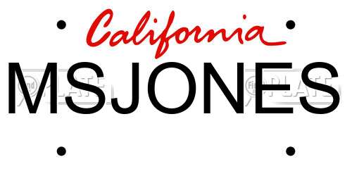 MSJONES California License Plate
