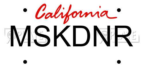 MSKDNR California License Plate