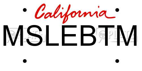 MSLEBTM California License Plate