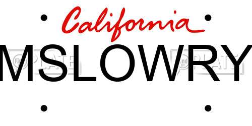 MSLOWRY California License Plate