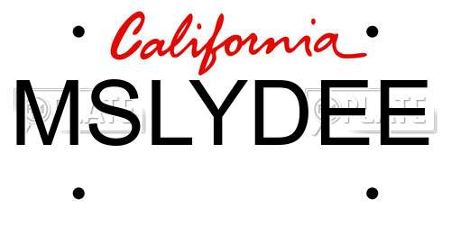 MSLYDEE California License Plate