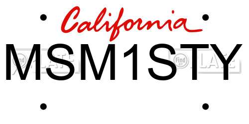 MSM1STY California License Plate
