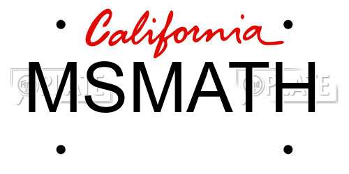MSMATH California License Plate
