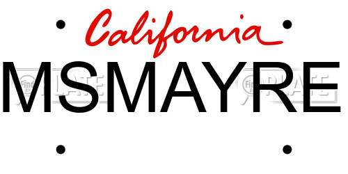 MSMAYRE California License Plate