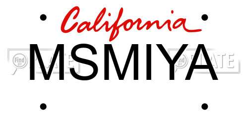 MSMIYA California License Plate