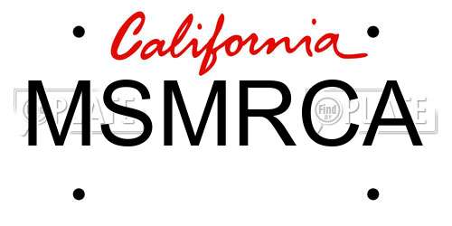 MSMRCA California License Plate