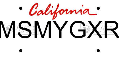 MSMYGXR California License Plate