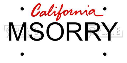 MSORRY California License Plate