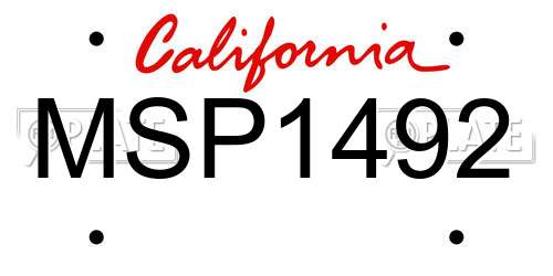 MSP1492 California License Plate