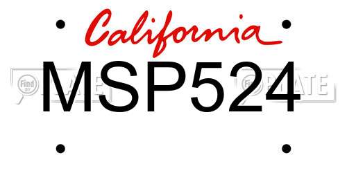 MSP524 California License Plate