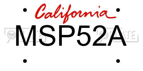 MSP52A California License Plate