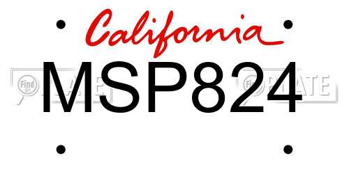 MSP824 California License Plate