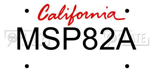 MSP82A California License Plate