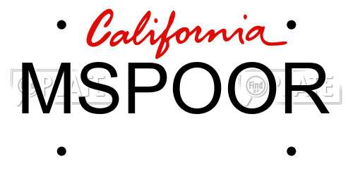 MSPOOR California License Plate