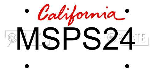 MSPS24 California License Plate