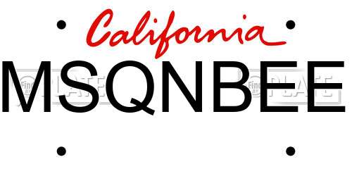 MSQNBEE California License Plate