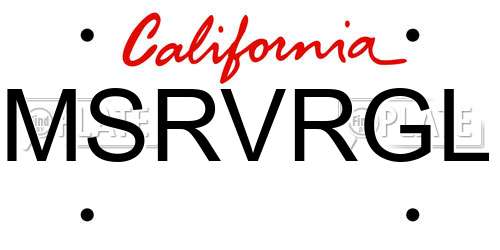 MSRVRGL California License Plate