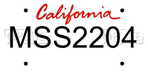 MSS2204 California License Plate