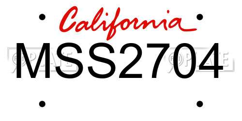 MSS2704 California License Plate