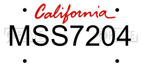MSS7204 California License Plate