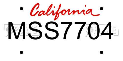 MSS7704 California License Plate