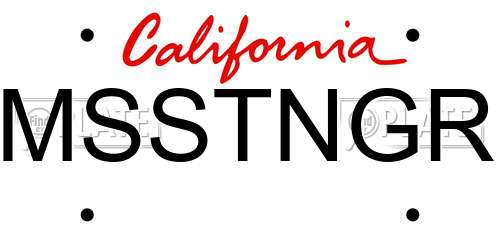 MSSTNGR California License Plate