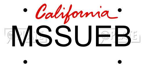 MSSUEB California License Plate