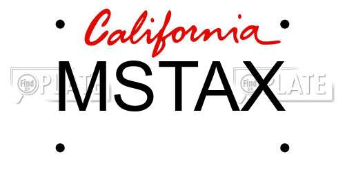 MSTAX California License Plate