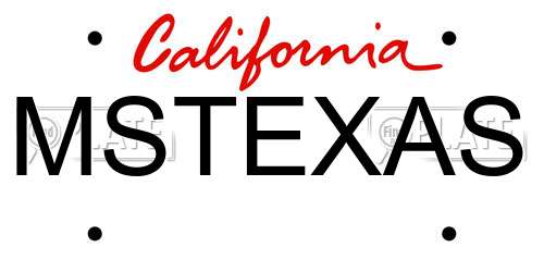 MSTEXAS California License Plate