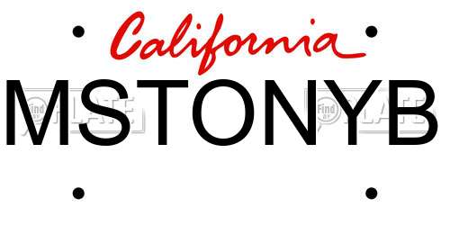 MSTONYB California License Plate