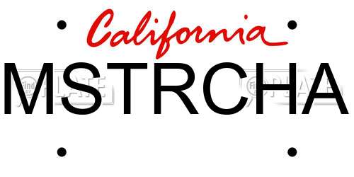 MSTRCHA California License Plate