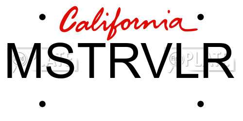 MSTRVLR California License Plate