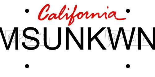 MSUNKWN California License Plate