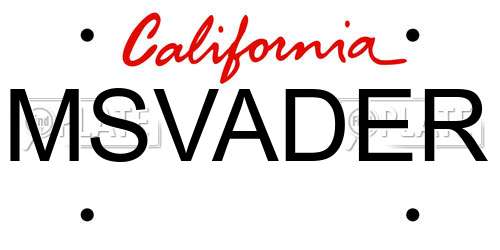 MSVADER California License Plate