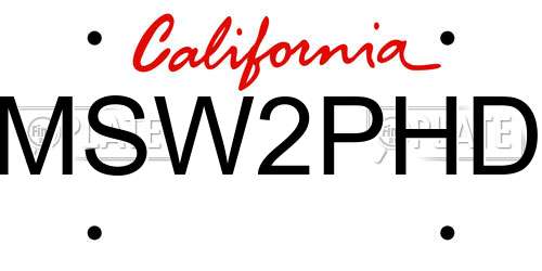 MSW2PHD California License Plate