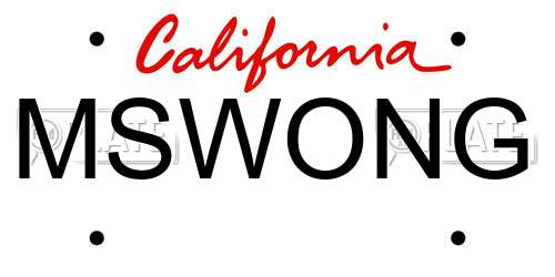 MSWONG California License Plate